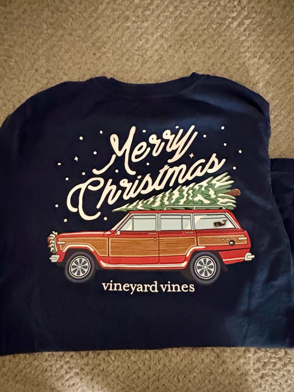 Vineyard Vines Merry Christmas Navy Holiday Tee LIKE NEW!!
